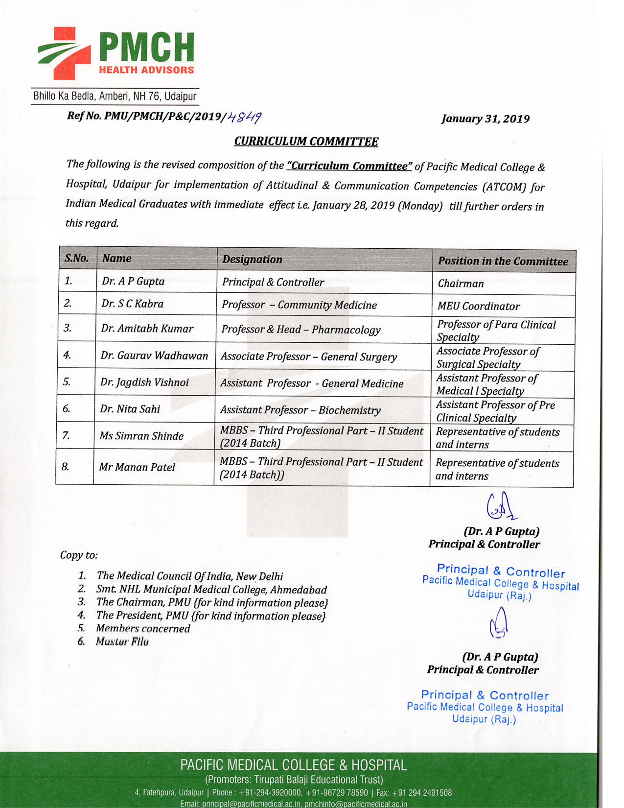 Medical Education Committee - Pacific Medical College And Hospital